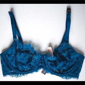 Very Sexy Lace Unlined Demi Bra Blue Sapphire 32D